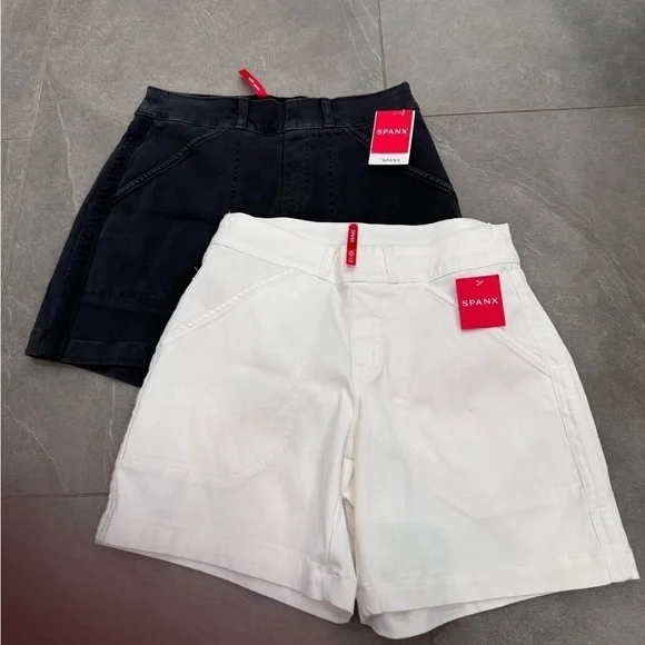 NWT Spanx Twill Stretch Short washed Black High Rise Size XSmall - Picture 9 of 9